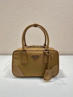 Prada普拉达 1BB121 小号再生尼龙双提手手袋 Saffiano皮革 代购