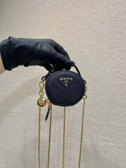 Prada普拉达 1NR023 十字纹牛皮圆形迷你小包 复刻