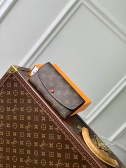 LV M60697 Emilie 钱夹 红色 Monogram 帆布 柔软 多袋设计