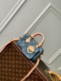 LV M82950 Speedy Nano 手袋/牛仔帆布与天然皮革/可拆肩带