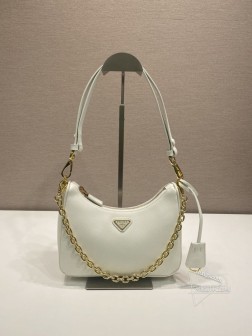 Prada 普拉达 Hobo 1BC204 十字纹 手袋，拆卸链条，调节肩带 代购