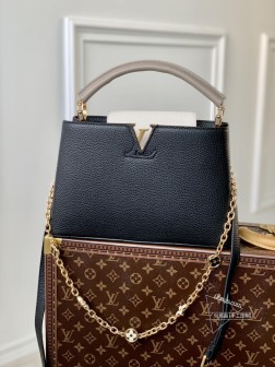 LV M20708 Capucines 中号手袋 黑色 金属 Monogram 花卉材质