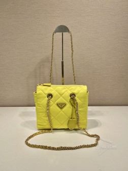 Prada 1BG468 中古链条菱格流浪包 手工尼龙 黑金顶级复刻 A货