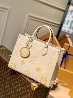 LV M45717 On The Go 中号 Tote 包 胶囊系列 香草黄 M 尺寸