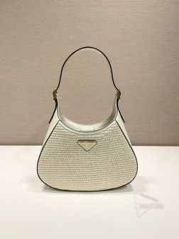 Prada普拉达 Cleo 1BC179草编斜挎包 小牛皮羊皮材料 高仿