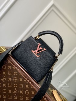 LV M21150 Capucines 迷你手袋 Taurillon 皮革 黑色 顶级复刻