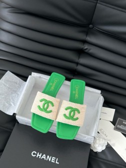 Chanel 25C春夏新款拖鞋全系列首发 专柜有的我都有!高版本高品质鞋面编织布 内里羊皮 真皮大 412