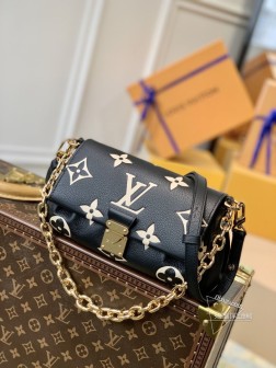 LV M45859 黑白 FAVORITE 手袋 粒面皮革 Monogram 图案
