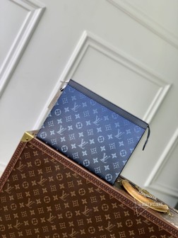 LV M61692 Monogram Eclipse 帆布中号手袋 - 蓝色变码芯片