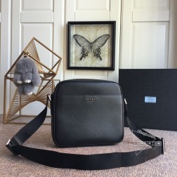 Prada 014 出新款 黑色 顶级A货 粗十字纹牛皮 175码 25x23x5.5cm 价格