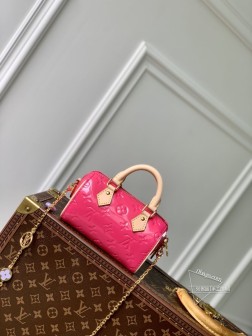 LV M83000 Nano Speedy 手袋 Monogram Vernis 粉彩漆皮制