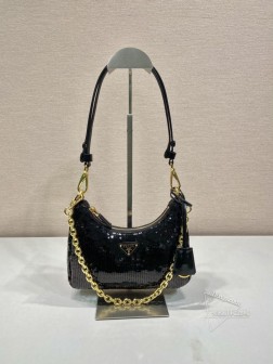 Prada普拉达 1BC204 亮片Hobo手拎腋下包 - 高仿进口手工 复刻
