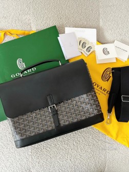 GOYARD citadin 黑色公文包 邮差包 A4 复古绅士风格