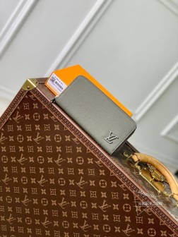 LV M80334 Aerogram Zippy Wallet Horizontal 黑色金属部件 皮革