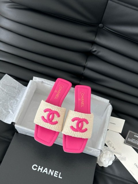 Chanel 25C春夏新款拖鞋全系列首发 专柜有的我都有！高版本高品质鞋面编织布 内里羊皮 真皮大 413