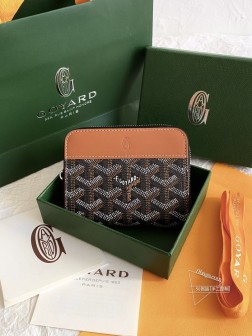 GOYARD ZF 拉链零钱包卡包 黑棕色 耐用小皮具