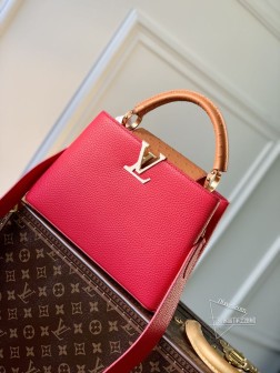 LV M81409 Capucines Mini手袋 Taurillon皮革 玫红色