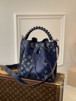 LV MURIA M59554午夜蓝色手袋,柔软镂花牛皮革制成