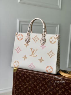 LV M22975 OnTheGo 中号手袋 涂层帆布 四方包妈咪袋