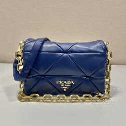 Prada 1BD328 System软羊革单肩包 三角形图案链条提 复刻
