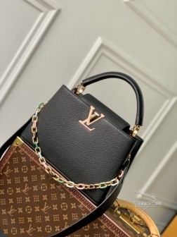 LV M21798 Capucines 迷你手袋 黑金扣 拆卸链条 Tauri复刻