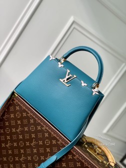 LV M23766 Capucines 中号手袋 蓝色花冠全皮款 高仿