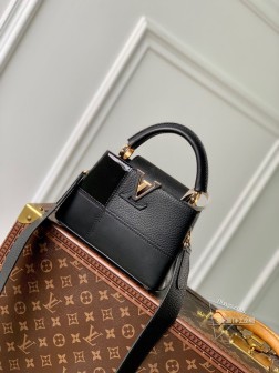 LV M48865 黑拼图款迷你手袋 Capucines 蜥蜴纹 59269黑色