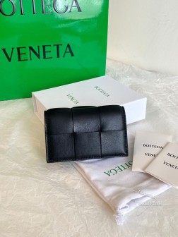 BV大格翻盖卡包 黑色 原厂小羊皮零钱包 名片夹