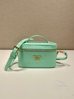 Prada普拉达 1BH202 鸵鸟纹简约盒子包 进口牛皮 A货