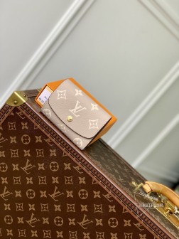 LV M60688 Monogram Empreinte皮革短款钱夹 灰色