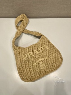 Prada普拉达 1BG186 草编单肩包 纯手工编织 时尚大气 一比一