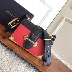 Prada普拉达 1BD045女包 红色 小牛皮十字纹 羊皮 代购