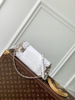 LV M25445 Slim Trunk 手袋 白色鳄鱼纹 牛皮革