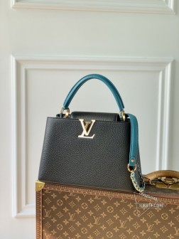 LV M59653 黑蓝 Capucines 中号手袋 Taurillon 皮革 2022 春季系列