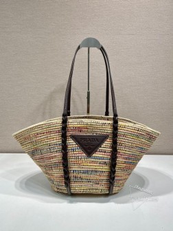 Prada普拉达 1BG312 爆款菜篮子 牛皮手工编织 夏季必备 A货