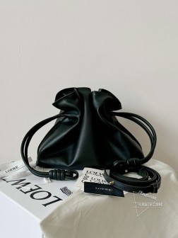 LOEWE 福袋 Flamenco 中号 黑色 皮质 大容量包