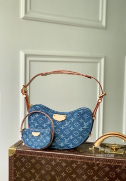 LV M46856 牛仔 Croissant MM颂包 2024 早春系列,神似20年前豌豆包,二件套高仿。