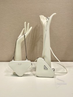 Prada普拉达 1NR015 双子三角包 白色 二合一手提斜挎包 复刻