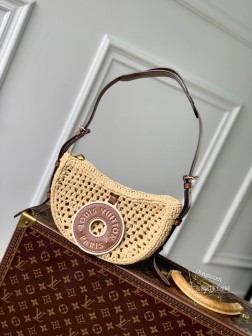 LV M24811 Croissant 中号手袋 马达加斯加拉菲草 牛皮革饰边