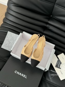 Chanel 经典slingback后空凉鞋前几年一直在做这个款今年我们还是重新购版,再次精细cop 688