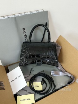 Balenciaga 沙漏包 S23cm 鳄鱼黑小号 ZP开发 经典款