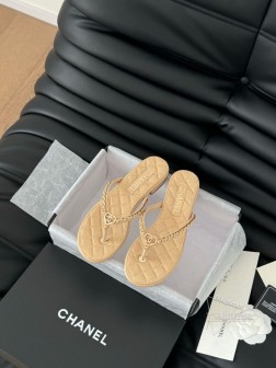 Chanel 25C春夏新款全系列链条拖鞋全系列首发 专柜有的我都有!高版本高品质鞋面牛皮 内里羊皮 588