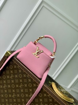 LV M23943粉色Capucines迷你手袋 Monogram花卉装饰