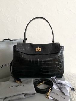 Balenciaga Rodeo 鳄鱼纹黑金小号包 纯皮材质