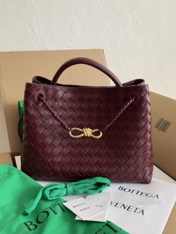 BV andiamo 八字扣公文包 酒红色 中号 高仿 老钱风