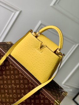 LV M93483 鸵鸟纹黄 Capucines 小号手袋 小牛皮顶级复刻