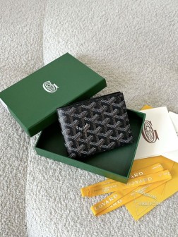 GOYARD 狗牙对折短夹 黑色 真牛皮 8格卡位 整钞位