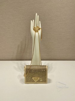 Prada 1MR024 项链水晶小包 Duchesse面料卡片夹仿水晶 A货