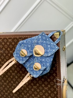 LV M46836 丹宁双肩包 Venice - 会标牛仔布,金色锁扣