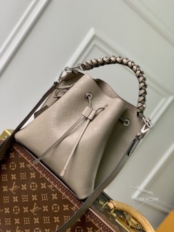LV M21006杏色全皮水桶包 M55800 MURIA 镂花牛皮革手袋